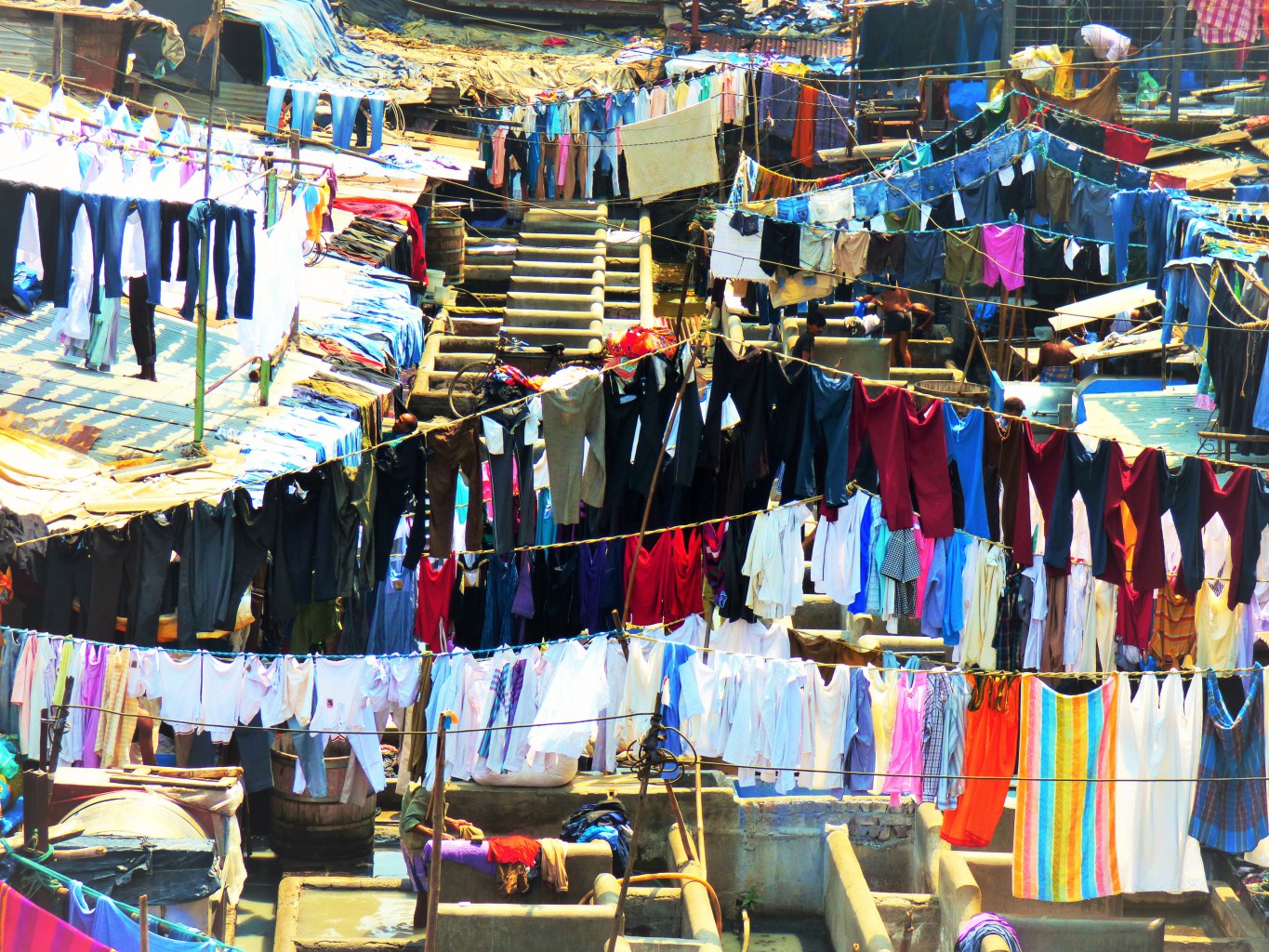 Die Wäscher von Dhobi Ghat in Mumbai. 